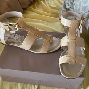RoseGold Adrian gladiator leather sandals in color Bisque (cream) size 8 eur 38